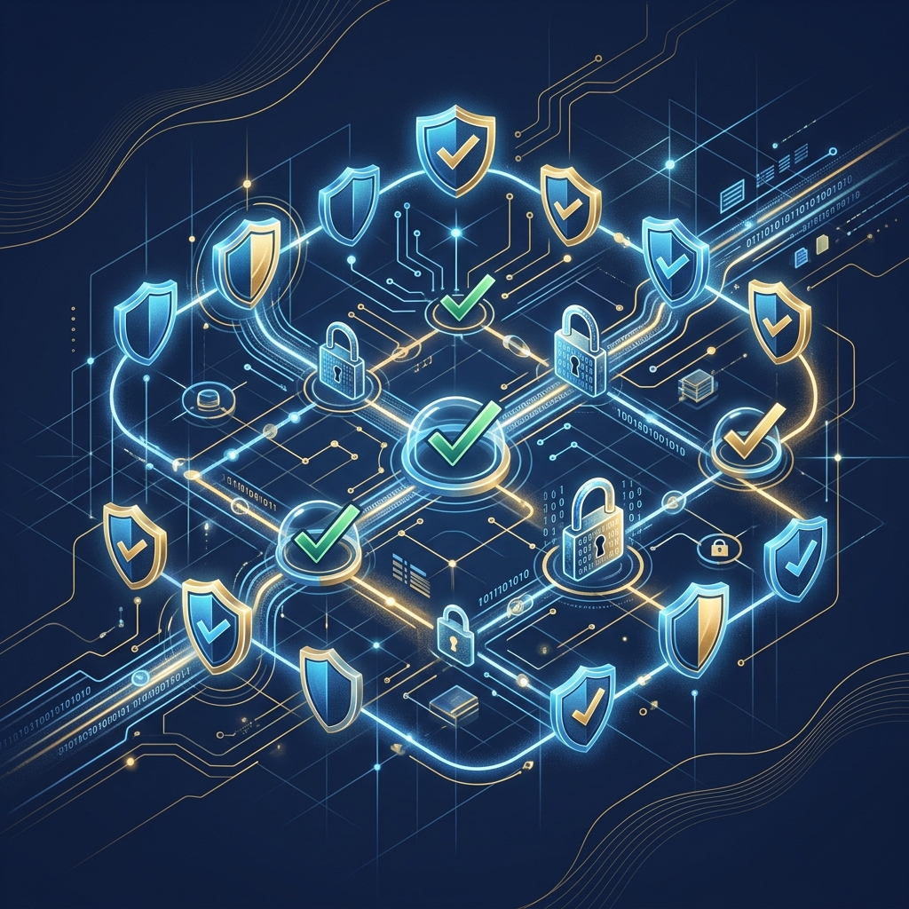 Compliance and cybersecurity architecture — conceptual illustration